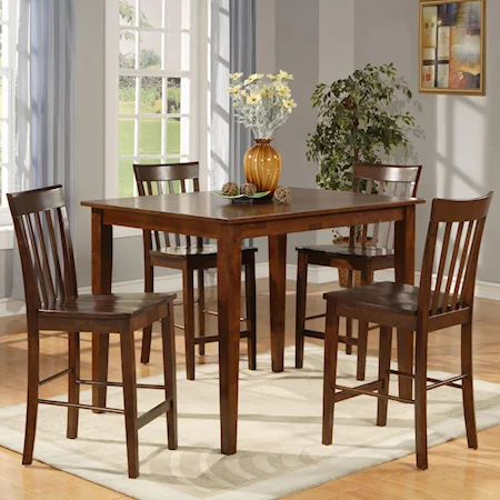 5 Piece Counter Height Table Set with 4 Chairs